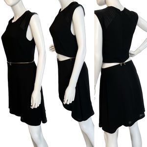 Sandro Black Silk Dress | Crew‎ Neck Zipper Cutout Mini Dress